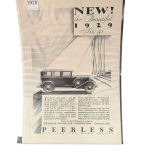 Vintage 1928 Peerless New The Beautiful 1929 Six 81 Ad Advertisement
